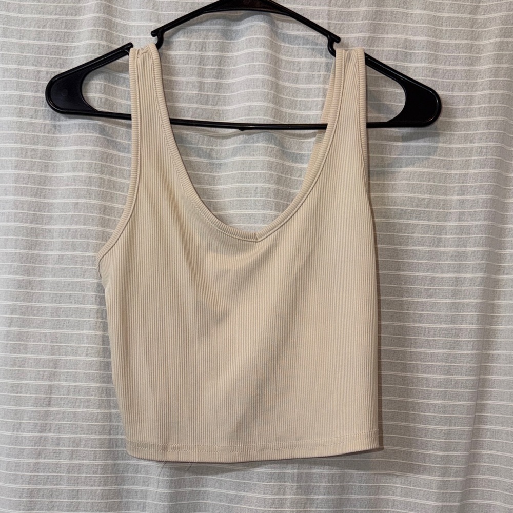 Cream Ribbed Tank Top